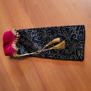 Holiday velour embroidered  wine bottle cover-new.